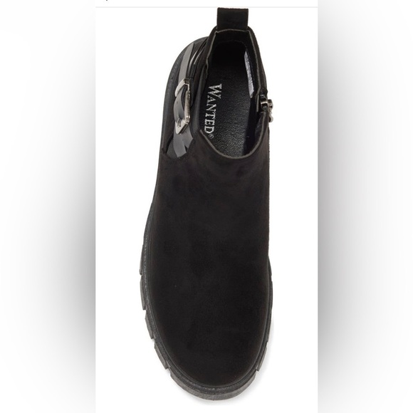 WANTED FOOTWEAR CINDER LUG SOLE CHELSEA BLACK SUEDE BOOTIES SIZE 10 M - Picture 4 of 6